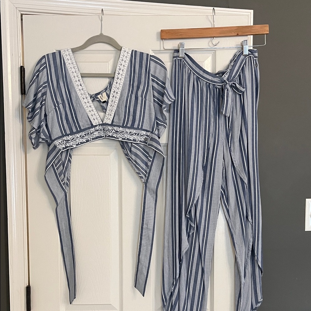 Roxy Blue and White Striped Set